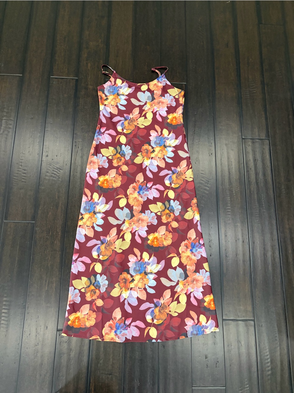 Women’s point Floral Print Burgundy slip dress